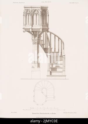 Adler Friedrich (1827-1908), Kanzel der Christuskirche, Berlin. (Aus: Architectural Sketchbook, H. 77/6, 1865.) (1865-1865): Grundriß, Aussicht. Lithographie auf Papier, 33,2 x 24,7 cm (einschließlich Scankanten) Stockfoto