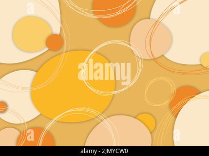Abstrakte gelbe Kritzeleien Hand Zeichnung Design dekorative Vorlage. Überlappendes Bildmaterial mit Hintergrund im Stil freier Linien. Vektor Stock Vektor