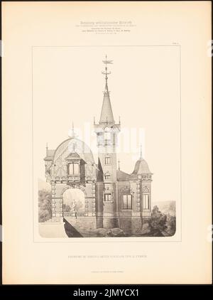 Ulrich H., Gartenpavillon. (Aus: Collective Architect. Entwürfe D. Studenten der TH Berlin, 1881-1882, Hrsg. v. Herrmann Ende.) (1881-1882): Ansicht. Leichter Druck auf Papier, 58 x 43,3 cm (einschließlich Scankanten) Stockfoto
