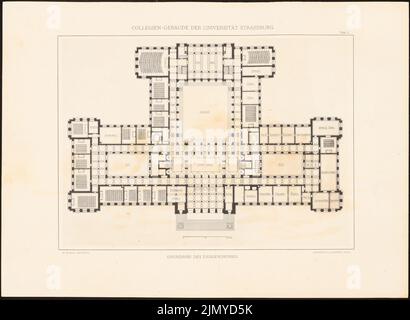 Warth Otto (1845-1918), Kolleggebäude der Kaiser-Wilhelm-Universität in Straßburg (ohne Datum): Grundriss EG. Leichter Druck auf Papier, 37,5 x 51,2 cm (einschließlich Scankanten) Stockfoto