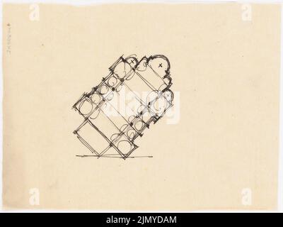 Klomp Johannes Franziskus (1865-1946), St. Martinus, Olpe (1894-1909): Grundrissenstudie (1: 500). Tinte auf Transparent, 18,8 x 25,1 cm (einschließlich Scankanten) Stockfoto