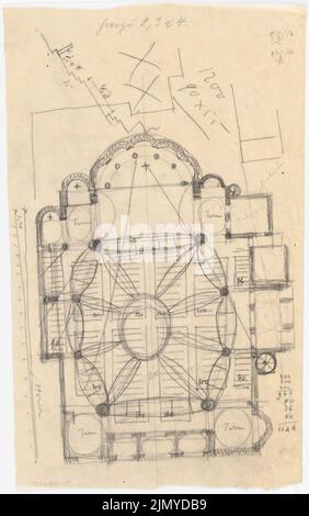 Klomp Johannes Franziskus (1865-1946), St. Martinus, Olpe (1894-1909): Basisriss-Studie mit der Zeichnung der Sitze. Bleistift auf Papier, 39,2 x 24,6 cm (einschließlich Scankanten) Stockfoto