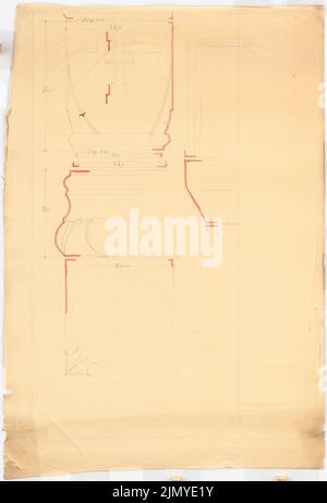 Klomp Johannes Franziskus (1865-1946), Collegium Bernhardinum, Attendorn (1904-1906): Kapitel und Grundlage der Säule (1: 1). Bleistift wasserfarbig bis transparent, 110,3 x 75,1 cm (einschließlich Scankanten) Stockfoto