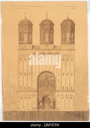 Klomp Johannes Franziskus (1865-1946), Kathedrale in Belgrad (0-0): Vorderansicht. Tusche Aquarell, über einer Pause auf Papier, 86 x 63,4 cm (einschließlich Scankanten) Stockfoto