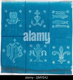 Klomp Johannes Franziskus (1865-1946), Erweiterung der St.-Joseph-Kirche, Hamm (1907-1910): Ornamente. Blaupause auf Papier, 47,6 x 46,3 cm (einschließlich Scankanten) Stockfoto