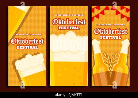 Flache vertikale oktoberfest-Bannerkollektion Stock Vektor