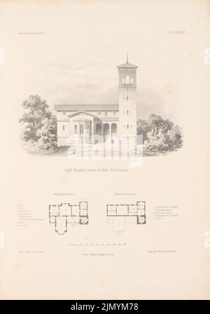 Arnim Ferdinand von (1814-1866), Jagsrendezvous, Oberschlesien. (Aus: Architectural Sketchbook, H. 58/5, 1862.) (1862-1862): Grundrisse, Blick. Lithographie auf Papier, 34,9 x 24,6 cm (einschließlich Scankanten) Stockfoto