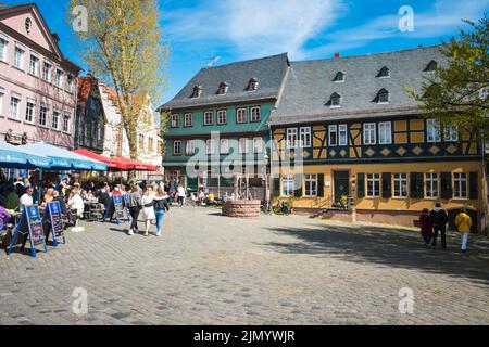 Mittelalterlicher Burgplatz, Altstadt Hoechst, kleines Dorf bei Frankfurt, Deutschland Stockfoto