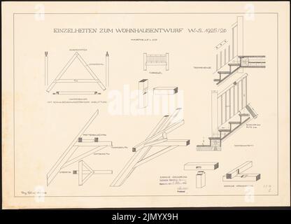 Böhmer Franz (1907-1943), Wohnhaus (8. Februar 1926): Details, 1:10 und 1:20. Tinte auf Karton, 51,4 x 71,1 cm (einschließlich Scankanten) Stockfoto