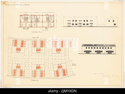 Böhmer Franz (1907-1943), Siedlung in Berlin-Spandau (05.07.1928): Abteilung 1: 500, Lageplan, Ansichten 1: 100. Tusche Aquarell auf transparent, 71,2 x 101 cm (inklusive Scankanten) Stockfoto