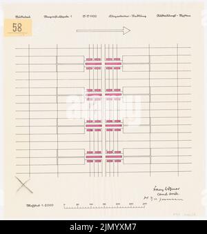 Böhmer Franz (1907-1943), Stadtplanung, barmherzige Aufgabe 1 Sommersemester 1932 (31. Mai 1932): Kurzarbeitersiedlung 1: 2000. Tusche Aquarell auf transparent, 41 x 38,5 cm (inklusive Scankanten) Stockfoto