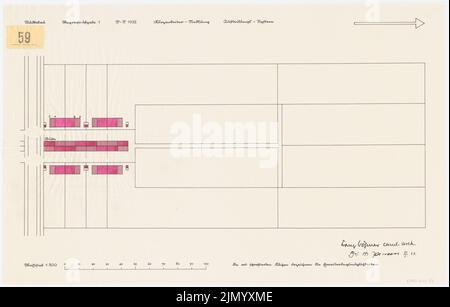 Böhmer Franz (1907-1943), Stadtplanung, barmherzige Aufgabe 1 Sommersemester 1932 (31. Mai 1932): Kurzarbeitersiedlung 1: 500. Tusche Aquarell auf transparent, 40,4 x 63,3 cm (inklusive Scankanten) Stockfoto