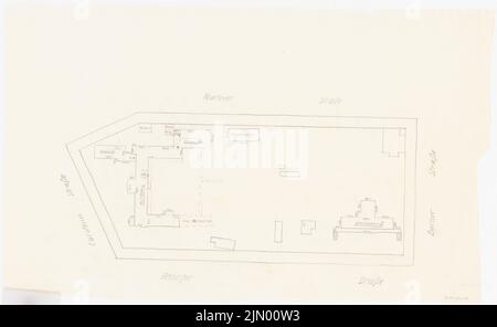 Böhmer Franz (1907-1943), Gräfin-Rittberg-Krankenhaus in Berlin-Lichterfelde (1934-1934): Standortplanung. Bleistift, farbiger Bleistift auf Transparent, 43,7 x 71,2 cm (einschließlich Scankanten) Stockfoto