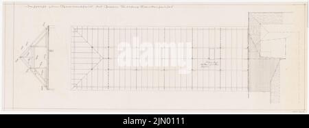Böhmer Franz (1907-1943), Gräfin-Rittberg-Krankenhaus in Berlin-Lichterfelde (1934-1934): Operationshaus: Dachstuhl, Cut. Bleistift auf Transparent, 35,8 x 96,5 cm (einschließlich Scankanten) Stockfoto