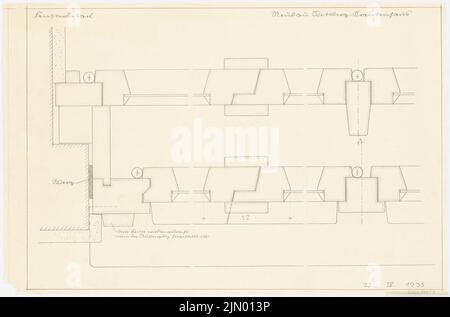 Böhmer Franz (1907-1943), Gräfin-Rittberg-Krankenhaus in Berlin-Lichterfelde (23. Mai 1935): Fensterausschnitt: Schnitt. Bleistift auf Transparent, 41 x 62,2 cm (einschließlich Scankanten) Stockfoto