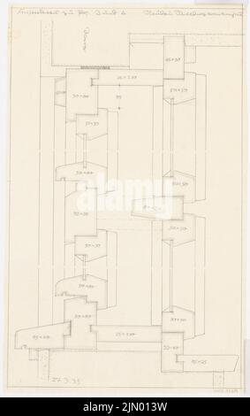 Böhmer Franz (1907-1943), Gräfin-Rittberg-Krankenhaus in Berlin-Lichterfelde (27. März 1935): Fensterausschnitt: Schnitte. Bleistift auf Transparent, 60,9 x 38,3 cm (einschließlich Scankanten) Stockfoto