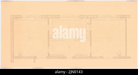 Böhmer Franz (1907-1943), Gräfin-Rittberg-Krankenhaus in Berlin-Lichterfelde (1934-1934): Grundriß. Leichter Bruch auf Papier, 49,9 x 99,5 cm (einschließlich Scankanten) Stockfoto