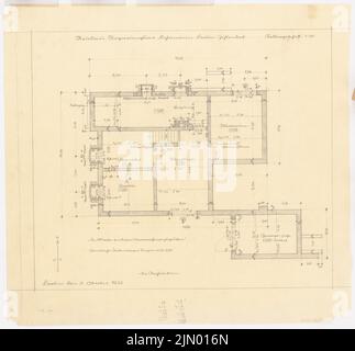 Böhmer Franz (1907-1943), niederländischer Regierungsrat Fuhrmann in Berlin-Zehlendorf (03.10.1935): Grundriß Keller 1:50. Bleistift auf Transparent, 53,4 x 57,5 cm (einschließlich Scankanten) Stockfoto