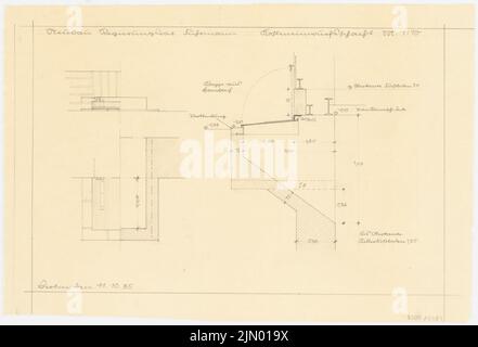 Böhmer Franz (1907-1943), niederländischer Regierungsrat Fuhrmann in Berlin-Zehlendorf (11. Oktober 1935): Keller: Details 1:10. Bleistift auf Transparent, 31,5 x 46,3 cm (einschließlich Scankanten) Stockfoto