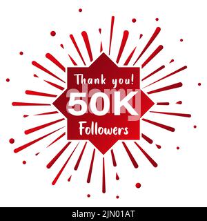 Vielen Dank an 50,000 Follower. Social-Media-Konzept. 50K Anhänger Feier Vorlage. Vektordesign Stock Vektor