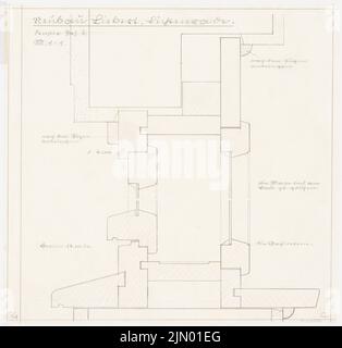 Böhmer Franz (1907-1943), Liebert-Wohnhaus in Berlin-Lichtenrade (1936-1936): Detaillierter Durchschnitt 1: 1. Bleistift auf Transparent, 44,2 x 46,3 cm (einschließlich Scankanten) Stockfoto