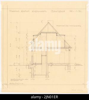 Böhmer Franz (1907-1943), Liebert-Wohnhaus in Berlin-Lichtenrade (06.07.1936): Querschnitt 1:50. Bleistift auf Transparent, 35,5 x 33,6 cm (einschließlich Scankanten) Stockfoto