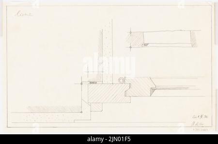 Böhmer Franz (1907-1943), Liebert-Wohnhaus in Berlin-Lichtenrade (1.. November 1936): Entwurf Detailschnitt. Bleistift auf Transparent, 27,9 x 45,3 cm (einschließlich Scankanten) Stockfoto