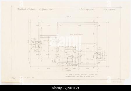 Böhmer Franz (1907-1943), Liebert-Wohnhaus in Berlin-Lichtenrade (25.06.1936): Grundriss Keller 1:50. Bleistift auf Transparent, 33,4 x 51,3 cm (einschließlich Scankanten) Stockfoto