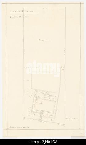 Böhmer Franz (1907-1943), Liebert-Wohnhaus in Berlin-Lichtenrade (07.10.1936): Grundriss-Garten 1: 100. Bleistift auf Transparent, 81,7 x 50,8 cm (einschließlich Scankanten) Stockfoto