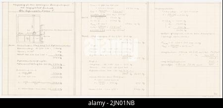 Böhmer Franz (1907-1943), Liebert-Wohnhaus in Berlin-Lichtenrade (1936-1936): Berechnungen. Bleistift auf Transparent, 31,3 x 70,5 cm (einschließlich Scankanten) Stockfoto