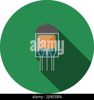 Symbol Für Elektronische Vakuumröhre. Flaches Kreiseldesign Mit Langen Schatten. Vektorgrafik. Stock Vektor