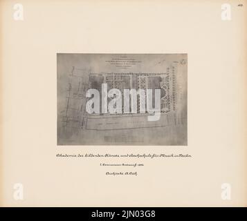 Orth August (1828-1901), Hochschule für Bildende Künste und Musik, Hochschule für Musik in Berlin. 1. Design (1896): Abteilung, Maßstabsbalken. Foto auf Karton, 33,2 x 39,4 cm (inklusive Scan-Kanten) Orth August (1828-1901): Akademie der bildenden Künste und Hochschule für Musik, Berlin. 1. Entwurf Stockfoto