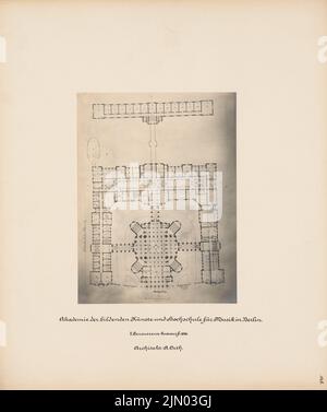 Orth August (1828-1901), Hochschule für Bildende Künste und Musik, Hochschule für Musik in Berlin. 2. Entwurf (1896): Grundriß Erdgeschoss. Foto auf Karton, 39,2 x 33 cm (inklusive Scan-Kanten) Orth August (1828-1901): Akademie der bildenden Künste und Hochschule für Musik, Berlin. 2. Entwurf Stockfoto