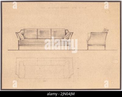 Böhmer Franz (1907-1943), Baubüro Franz Böhmer in Berlin-Charlottenburg. (?) Umbau (1940-1940): Sofa 1:10. Leichter Bruch auf Karton, 37,8 x 50,4 cm (inklusive Scankanten) Böhmer & Petrich : Baubüro Franz Böhmer Goethestraße 10-11, Berlin (?). Umbau Stockfoto