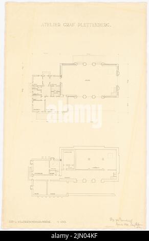 Böhmer Franz (1907-1943), Atelier Graf Plettenberg in Berlin-Dahlem (09,1940): Grundriß der Kellergeschosse 1: 100. Bleistift auf Transparent, 95,2 x 61,6 cm (inklusive Scankanten) Böhmer Franz (1907-1943): Atelier Graf Plettenberg, Berlin-Dahlem Stockfoto