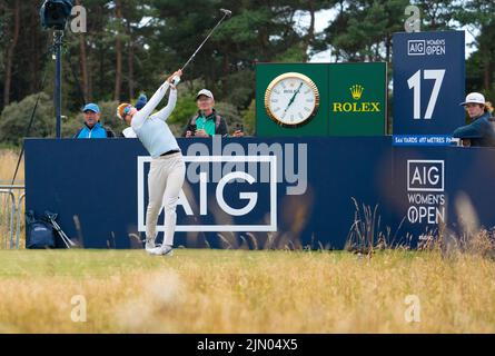 Gullane, Schottland, Großbritannien. 7.. August 2022. Finalrunde der AIG Women’s Open Golf Championship in Muirfield in Gullane, East Lothian. PIC; Chun in Gee fährt auf dem 17. Loch. Iain Masterton/Alamy Live News Stockfoto