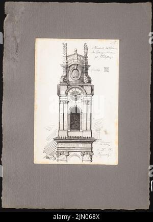 Schmalz Otto (1861-1906), Reiseskizzen aus Bayern, Österreich und Italien (11.02.1887): Salzburg: Turm der Collegienkirche (Ausschnitt). Tinte auf Papier, 43,1 x 31,2 cm (inklusive Scankanten) Schmalz Otto (1861-1906): Reiseskizzen aus Bayern, Österreich und Italien Stockfoto