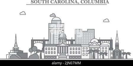 Vereinigte Staaten, Columbia City Skyline isolierte Vektorgrafik, Ikonen Stock Vektor