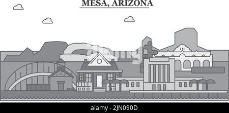 Vereinigte Staaten, Mesa City Skyline isoliert Vektor Illustration, Symbole Stock Vektor