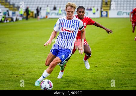 Odense, Dänemark. 07. August 2022. Max Fenger (15) von ob beim Superliga-Spiel 3F zwischen Odense Boldklub und Aarhus GF im Nature Energy Park in Odense. (Foto: Gonzales Photo/Alamy Live News Stockfoto