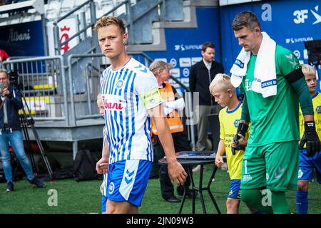 Odense, Dänemark. 07. August 2022. Jeppe Tverskov (6) von ob beim Superliga-Spiel 3F zwischen Odense Boldklub und Aarhus GF im Nature Energy Park in Odense. (Foto: Gonzales Photo/Alamy Live News Stockfoto