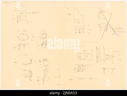 Böhmer Franz (1907-1943), Wohngebäude Ompteda in Berlin-Dahlem. Umbau (1937-1937): Möbelskizzen. Bleistift auf Papier, 30,2 x 42,5 cm (inklusive Scankanten) Böhmer & Petrich : Wohnhaus Ompteda, Berlin-Dahlem. Umbau Stockfoto