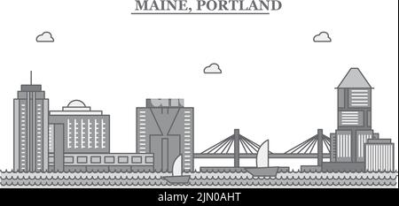 Vereinigte Staaten, Portland City Skyline isolierte Vektorgrafik, Symbole Stock Vektor