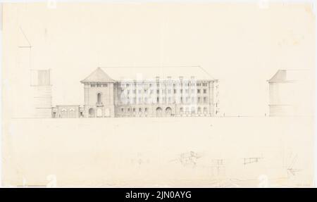 Böhmer Franz (1907-1943), Haus der SS Standarte 109. (?) In Posen (ohne DAT.): Aussicht. Bleistift auf Transparent, 53,5 x 90,3 cm (inklusive Scankanten) Böhmer Franz (1907-1943): Haus der 109. SS Standarte (?), Posen Stockfoto