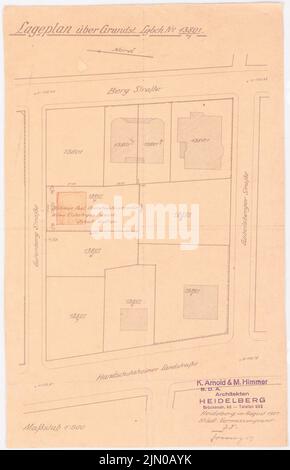 Böhmer Franz (1907-1943), Einfamilienhaus Böhmer in Heidelberg (08,1927): Lageplan 1: 500. Leichter Bruch auf Papier, 33,6 x 21,7 cm (inklusive Scankanten) Böhmer Franz (1907-1943): Wohnhaus Böhmer, Heidelberg Stockfoto