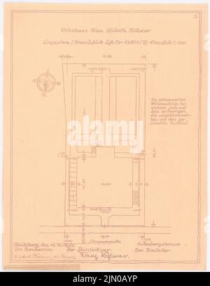 Böhmer Franz (1907-1943), Einfamilienhaus Böhmer in Heidelberg (15. Oktober 1927): Abteilung 1: 200. Leichter Bruch auf Papier, 29 x 22,5 cm (inklusive Scankanten) Böhmer Franz (1907-1943): Wohnhaus Böhmer, Heidelberg Stockfoto