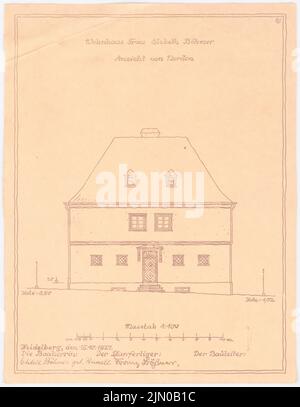 Böhmer Franz (1907-1943), Einfamilienhaus Böhmer in Heidelberg (15. Oktober 1927): Blick nach Norden 1: 100. Leichter Bruch auf Papier, 29 x 22,5 cm (inklusive Scankanten) Böhmer Franz (1907-1943): Wohnhaus Böhmer, Heidelberg Stockfoto