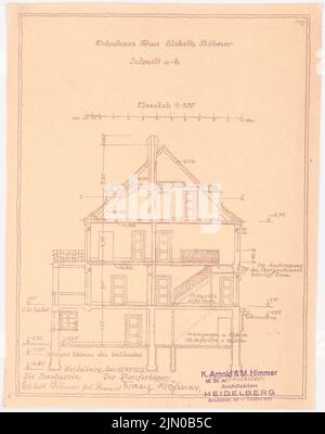 Böhmer Franz (1907-1943), Einfamilienhaus Böhmer in Heidelberg (15. Oktober 1927): Schnitt 1: 100. Leichter Bruch auf Papier, 28,8 x 22,7 cm (inklusive Scankanten) Böhmer Franz (1907-1943): Wohnhaus Böhmer, Heidelberg Stockfoto