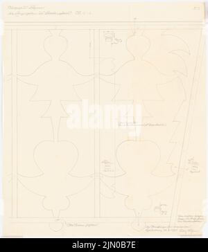 Böhmer Franz (1907-1943), Einfamilienhaus Böhmer in Heidelberg (26. März 1927): Balkongrill: Ansicht 1: 1. Bleistift auf Transparent, 92 x 80,2 cm (inklusive Scankanten) Böhmer Franz (1907-1943): Wohnhaus Böhmer, Heidelberg Stockfoto