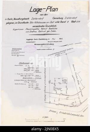 Böhmer Franz (1907-1943), Boelicke Wohngebäude in Berlin-Nikolassee (05,1934): Je nach Plan 1: 200. Tinte auf Papier, 49,3 x 35,1 cm (inklusive Scankanten) Böhmer & Petrich : Wohnhaus Boelicke, Berlin-Nikolassee Stockfoto